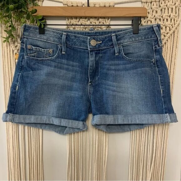 TRUE RELIGION Cassie Rolled Denim Jean Shorts Size 30 - Picture 1 of 16